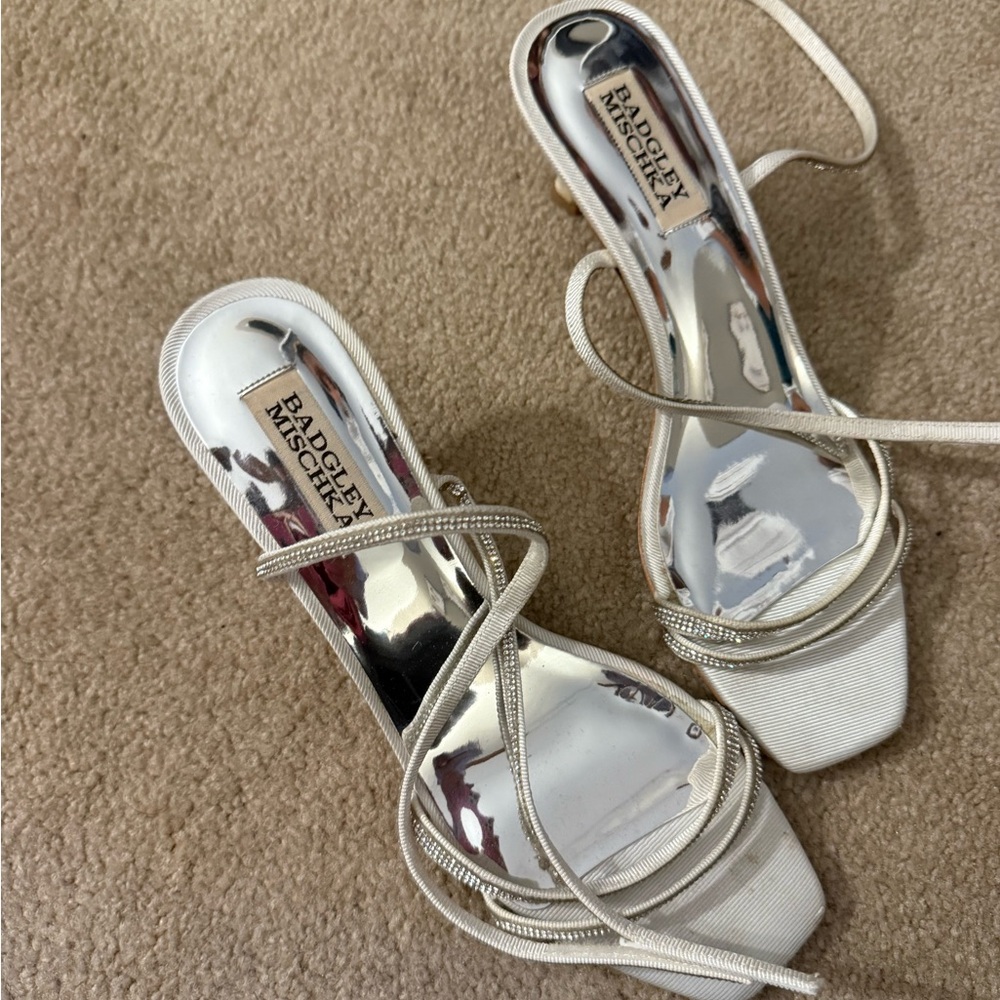 Badgley Mischka Women's Silver Strappy Heels